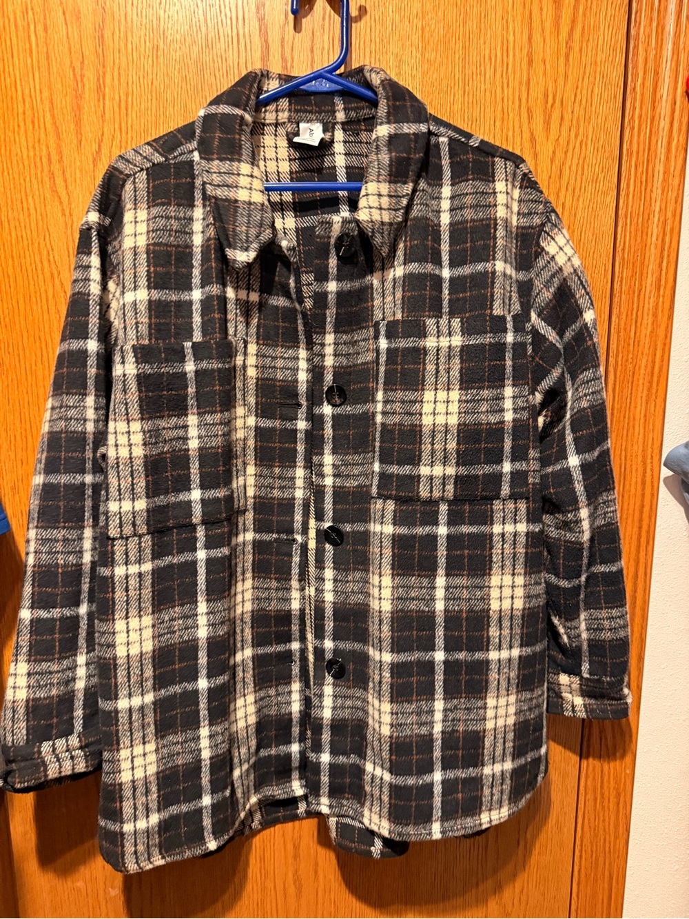 Plaid Black & Cream Button-Up womens Jacket
